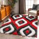 Modern Red Geometric Living Carpet